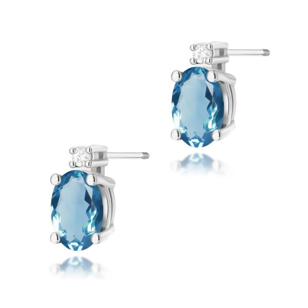 Kolczyki Topaz London Blue 2 x 0,50ct białe złoto sztyft zakręcany