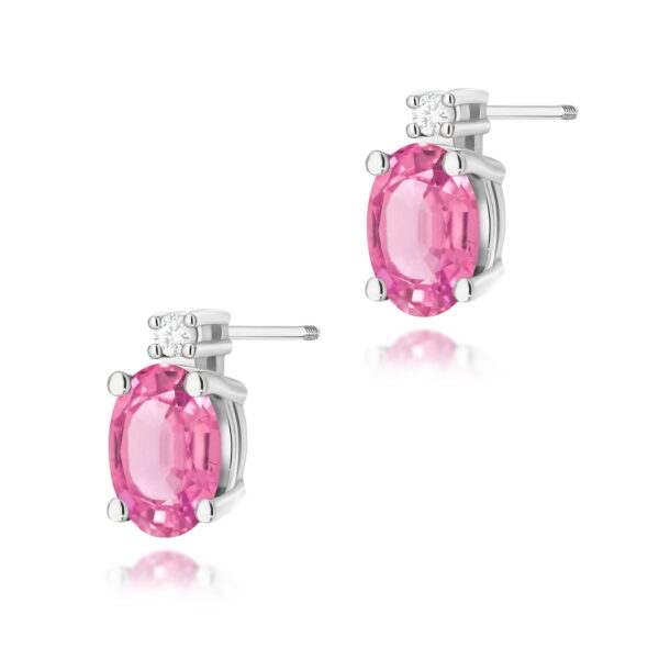 Kolczyki Różowy Topaz 2 x 0,50ct białe złoto sztyft zakręcany