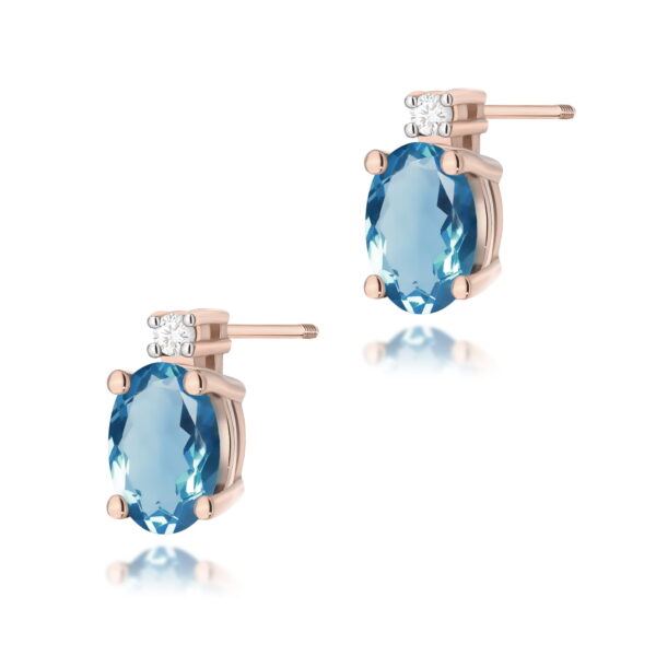 Kolczyki Topaz London Blue 2 x 0,50ct różowe złoto sztyft zakręcany