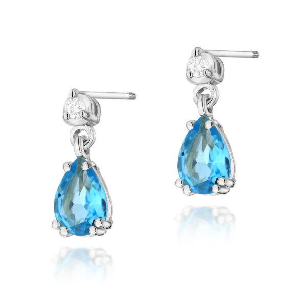 Kolczyki Topaz Swiss 2 x 0,90ct białe złoto sztyft zakręcany