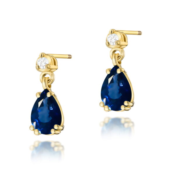 Kolczyki Szafir 2 x 0,60ct żółte złoto sztytf zakręcany