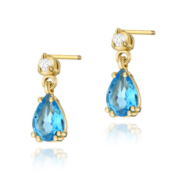 Kolczyki Topaz Swiss 2 x 0,90ct żółte złoto sztyft zakręcany