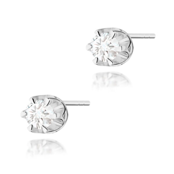 Kolczyki Diament 2 x 0,12ct białe złoto sztyft zakręcany