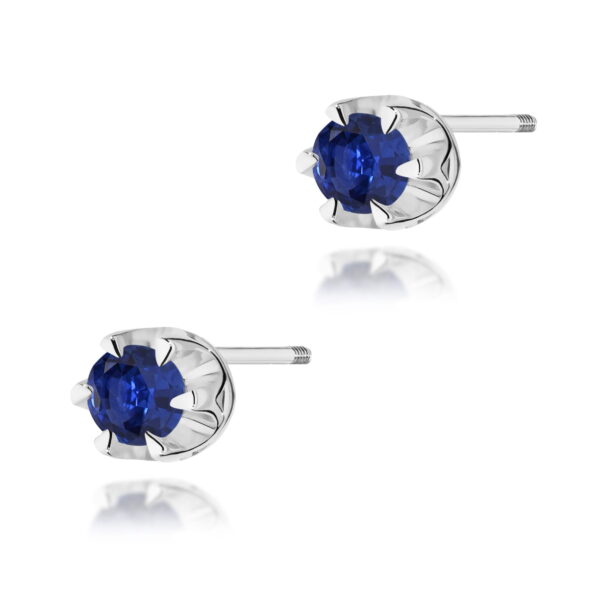 Kolczyki Szafir 2 x 0,15ct białe złoto sztyft zakręcany