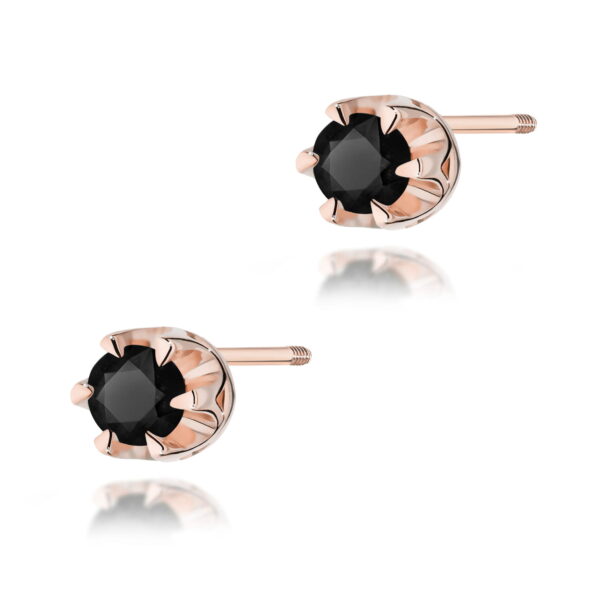 Kolczyki Czarny Diament 2 x 0,12ct różowe złoto sztyft zakręcany