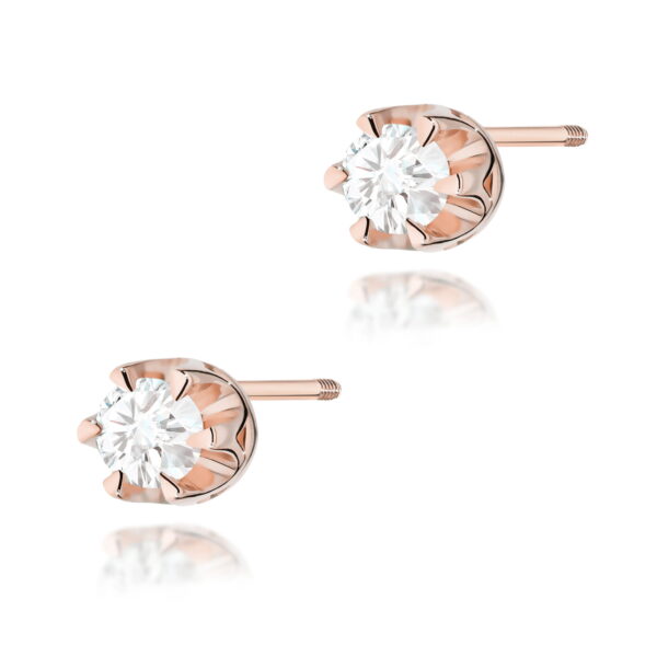 Kolczyki Diament 2 x 0,12ct różowe złoto sztyft zakręcany