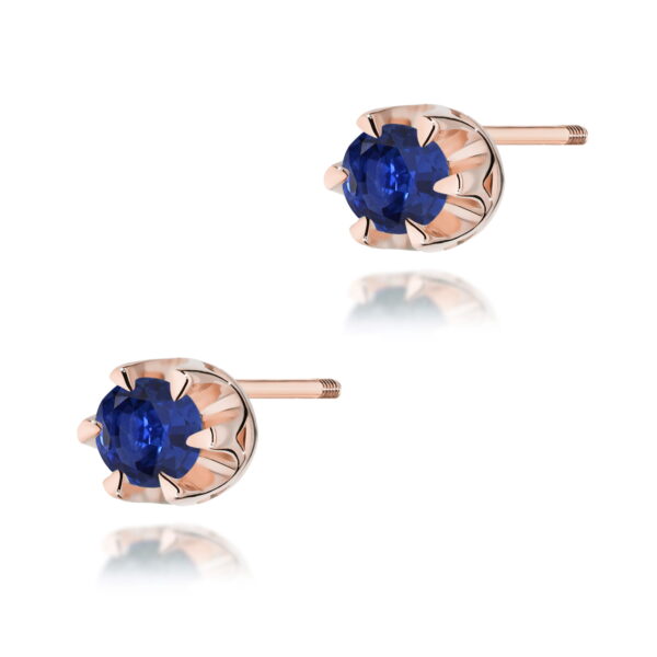 Kolczyki Szafir 2 x 0,15ct różowe złoto sztyft zakręcany