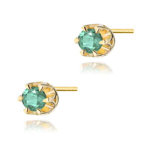 Kolczyki Szmaragd 2 x 0,15ct żółte złoto