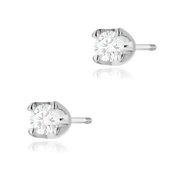 Kolczyki Diament 2 x 0,10ct białe złoto sztyft zakręcany