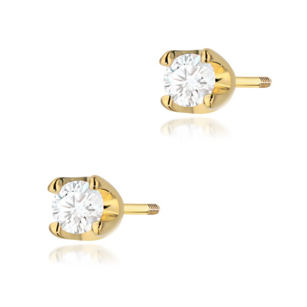 Kolczyki Diament 2 x 0,08ct żółte złoto sztyft zakręcany