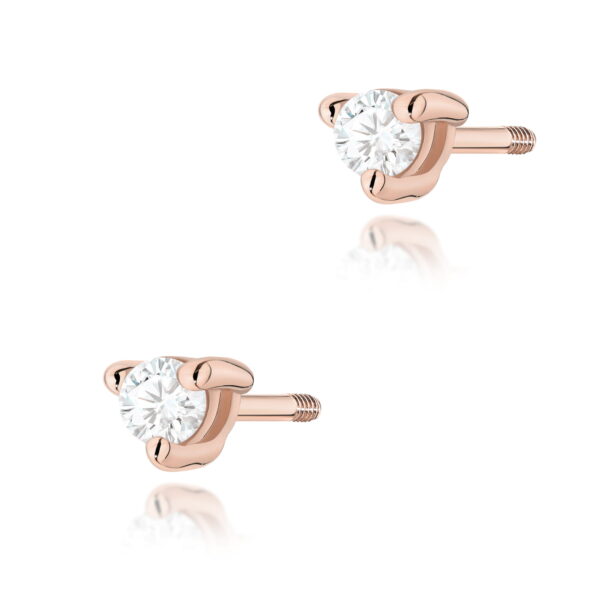 Kolczyki Diament 2 x 0,04ct różowe złoto sztyft zakręcany