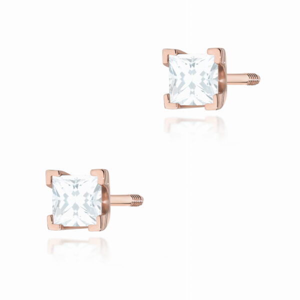 Kolczyki Diament 2 x 0,15ct różowe złoto sztyft zakręcany