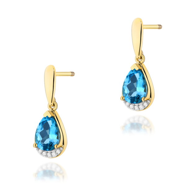 Kolczyki Topaz Swiss 2 x 1,40ct żółte złoto sztyft zakręcany