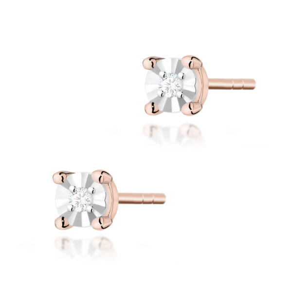 Kolczyki Diament 2 x 0,01ct różowe złoto