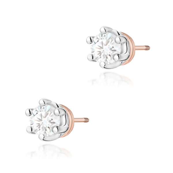 Kolczyki Diament Laboratoryjny 2 x 0,15ct różowe złoto sztyft zakręcany