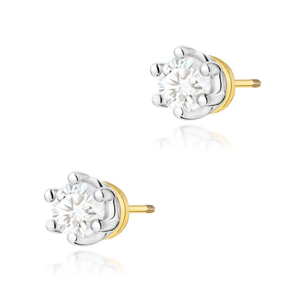 Kolczyki Diament 2 x 0,15ct żółte złoto sztyft zakręcany