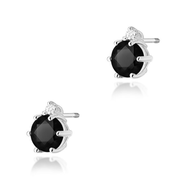 Kolczyki Czarny Diament 2 x 0,50ct białe złoto sztyft zakręcany