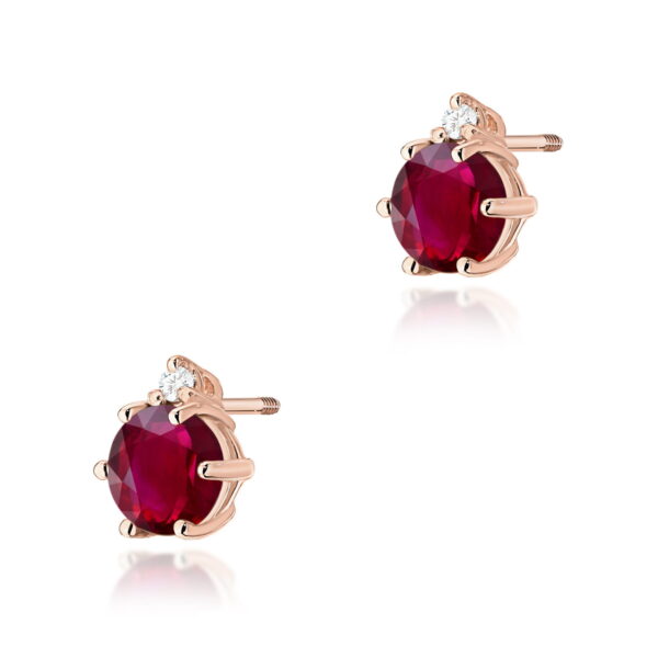 Kolczyki Rubin 2 x 0,60ct różowe złoto sztyft zakręcany