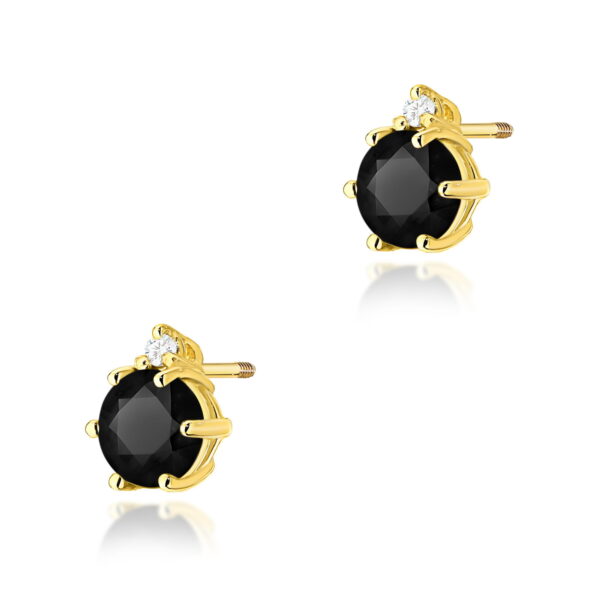 Kolczyki Czarny Diament 2 x 0,50ct żółte złoto sztyft zakręcany
