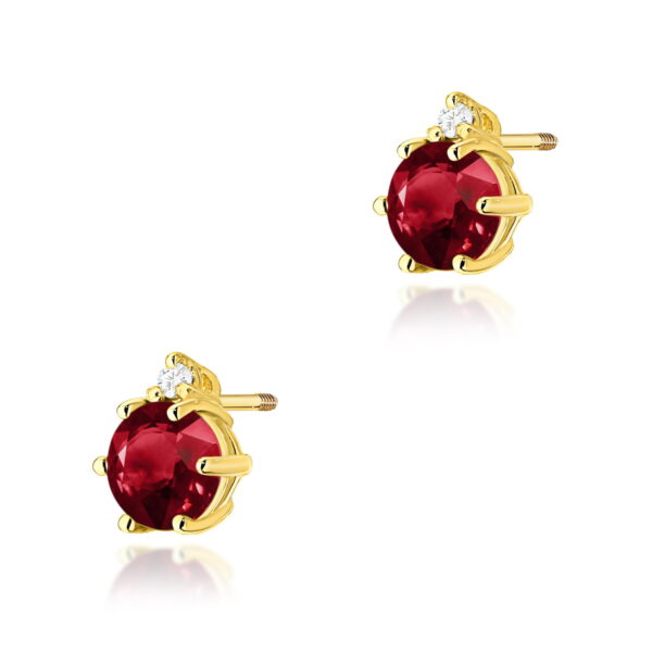 Kolczyki Granat 2 x 0,60ct żółte złoto sztyft zakręcany