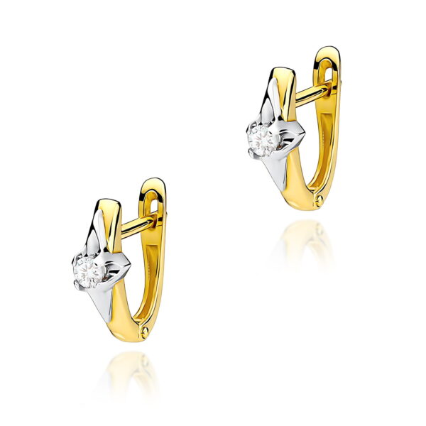 Kolczyki Diament 2 x 0,10ct żółte złoto