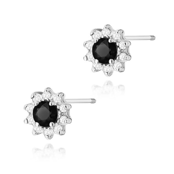 Kolczyki Czarny Diament 2 x 0,12ct białe złoto sztyft zakręcany