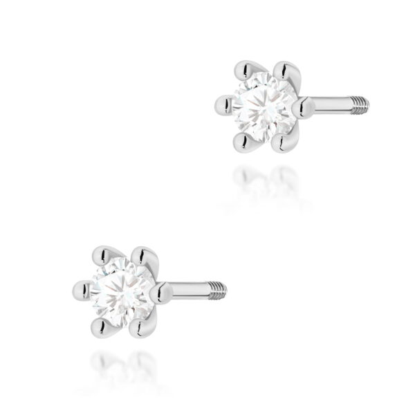 Kolczyki Diament 2 x 0,10ct białe złoto sztyft zakręcany