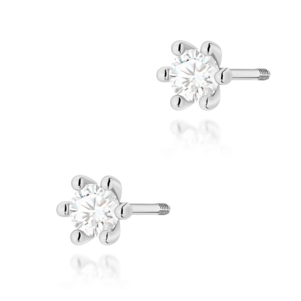 Kolczyki Diament 2 x 0,15ct białe złoto sztyft zakręcany