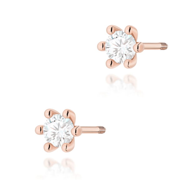 Kolczyki Diament 2 x 0,15ct różowe złoto sztyft zakręcany