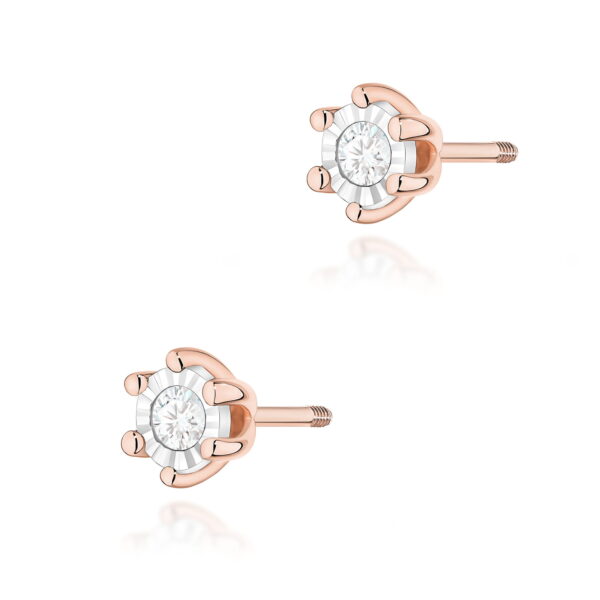 Kolczyki K0222BT Diament 2 x 0,08ct różowe złoto sztyft zakręcany