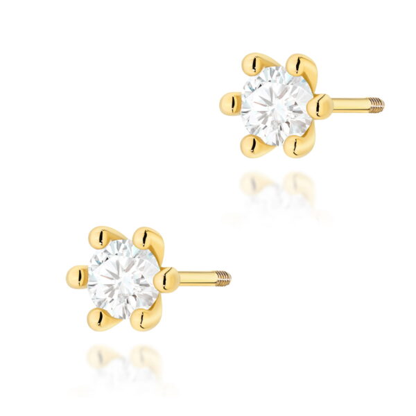 Kolczyki Diament 2 x 0,30ct żółte złoto sztyft zakręcany