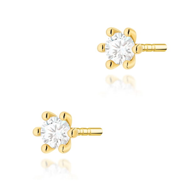 Kolczyki Diament Laboratoryjny 2 x 0,10ct żółte złoto