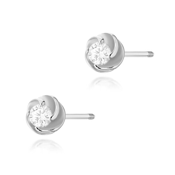 Kolczyki Diament 2 x 0,08ct białe złoto sztyft zakręcany