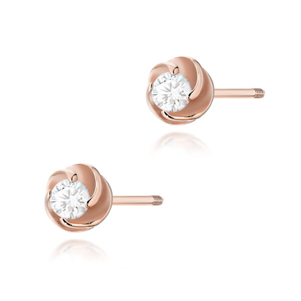 Kolczyki Diament 2 x 0,08ct różowe złoto sztyft zakręcany