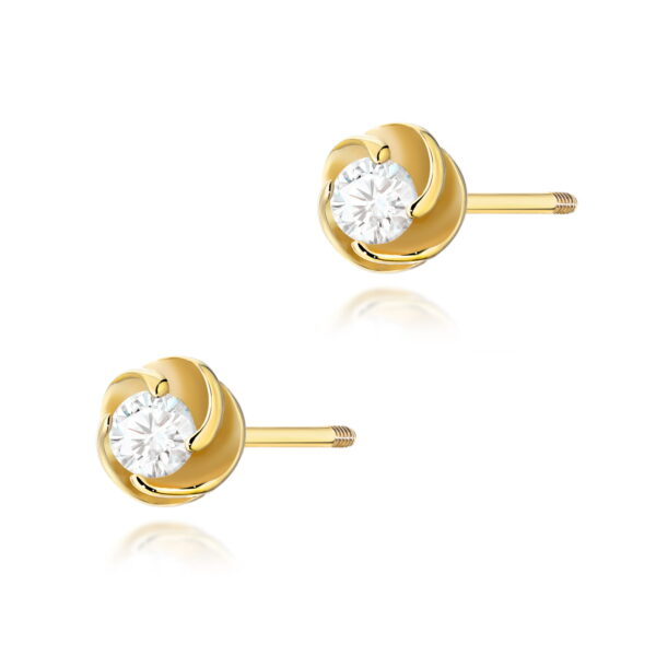 Kolczyki Diament 2 x 0,10ct żółte złoto sztyft zakręcany