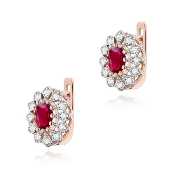Kolczyki Rubin 2 x 0,60ct różowe złoto