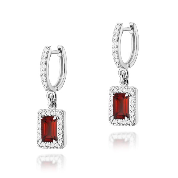 Kolczyki Granat 2 x 0,70ct białe złoto