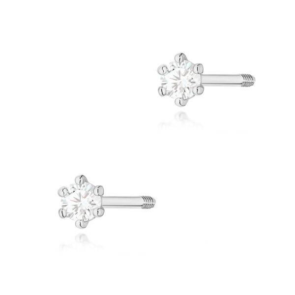 Kolczyki Diament 2 x 0,05ct białe złoto sztyft zakręcany