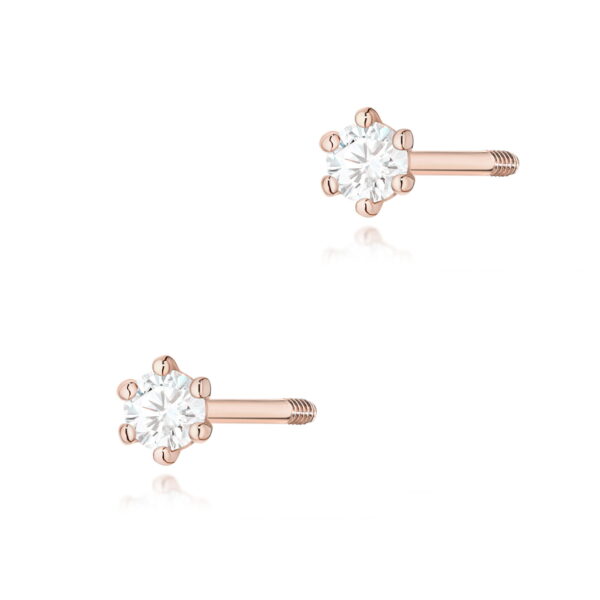 Kolczyki Diament 2 x 0,05ct różowe złoto sztyft zakręcany