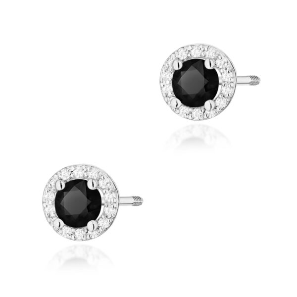 Kolczyki Czarny Diament 2 x 0,50ct białe złoto sztyft zakręcany