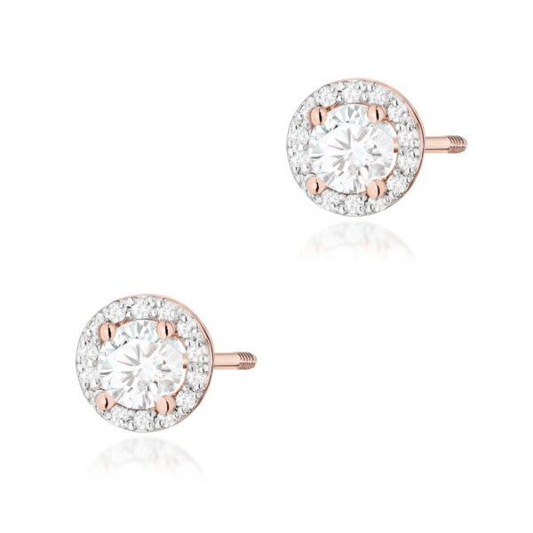 Kolczyki Diament 2 x 0,50ct różowe złoto sztyft zakręcany