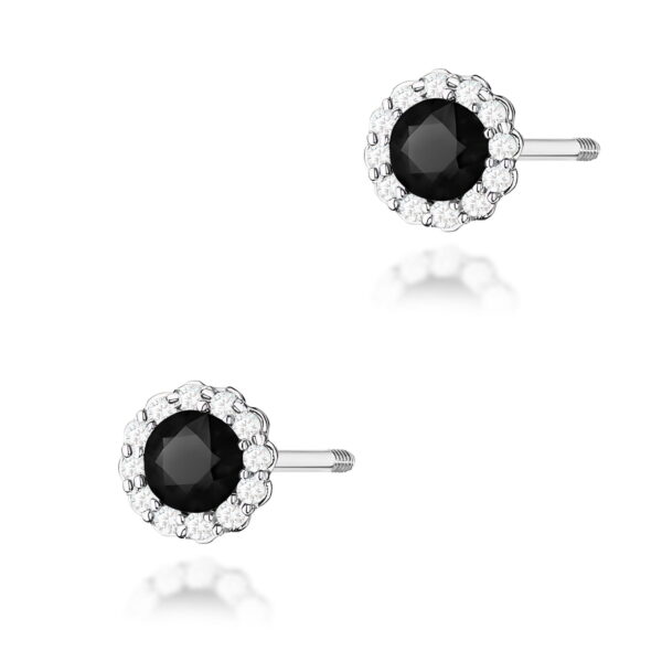 Kolczyki Czarny Diament 2 x 0,50ct białe złoto sztyft zakręcany