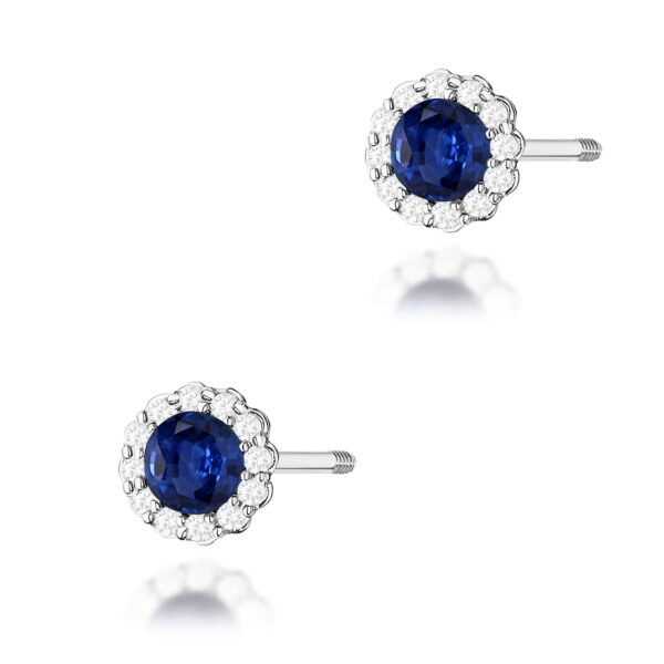 Kolczyki Szafir 2 x 0,50ct białe złoto sztyft zakręcany