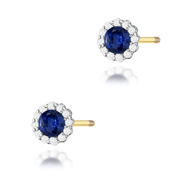 Kolczyki Szafir 2 x 0,50ct żółte złoto sztyft zakręcany