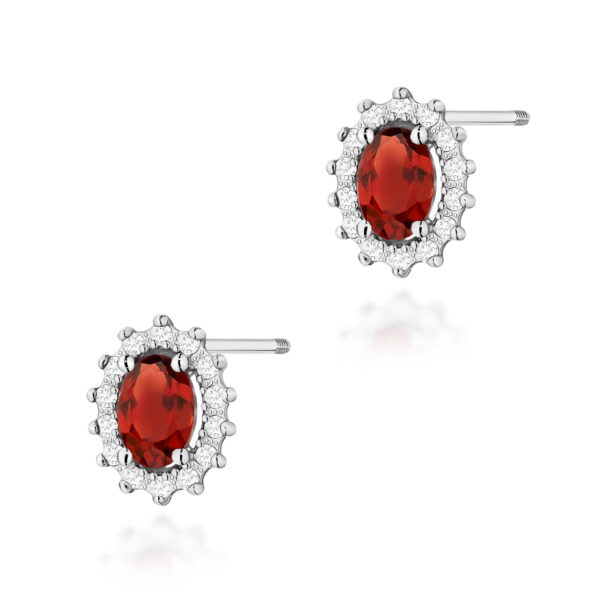 Kolczyki Granat 2 x 0,50ct białe złoto sztyft zakręcany