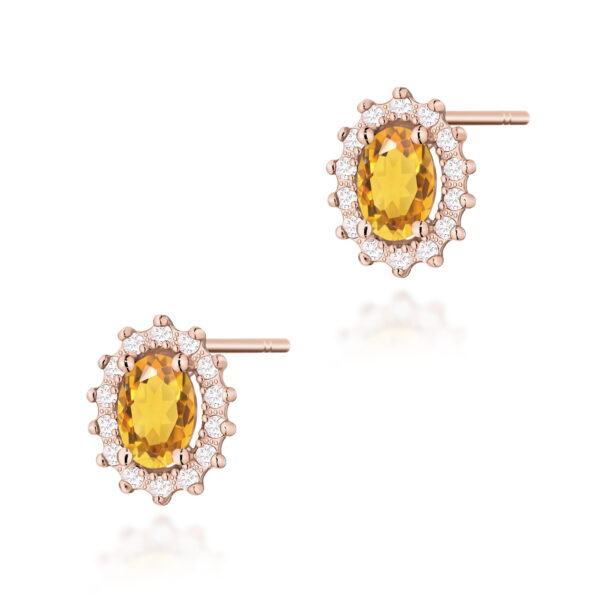 Kolczyki Cytryn 2 x 0,60ct różowe złoto