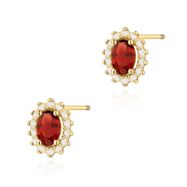 Kolczyki Granat 2 x 0,50ct żółte złoto sztyft zakręcany