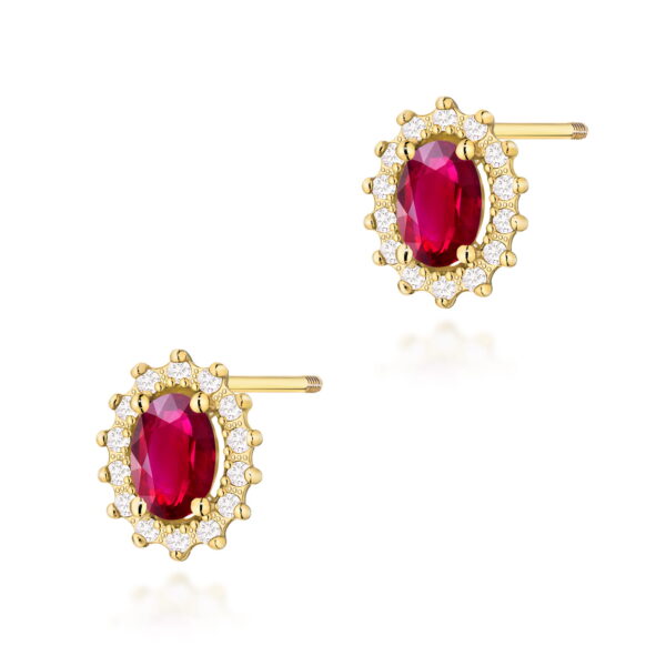 Kolczyki Rubin 2 x 0,60ct żółte złoto sztyft zakręcany