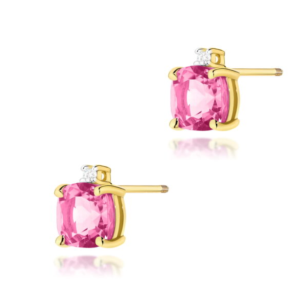 Kolczyki Topaz Różowy 2 x 1,10ct żółte złoto sztyft zakręcany