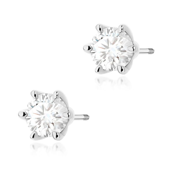 Kolczyki Diament Laboratoryjny 2 x 1.00ct białe złoto sztyft zakręcany